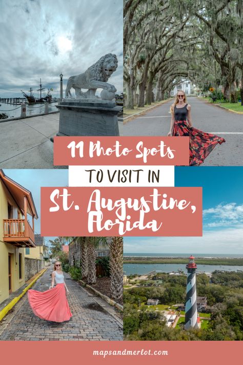 11 Best St. Augustine Photo Spots - Maps & Merlot. Discover the best Instagram photo spots in St. Augustine, FL! From the stunning views at the St. Augustine Lighthouse to the charming streets of the historic district, this guide covers all the most photogenic spots. #StAugustine #StAugustineTravel #StAugustinePhotos Where To Stay In St Augustine Florida, St Augustine Florida Things To Do, St Augustine Lighthouse, Florida Christmas, Best Instagram Photos, St Augustine Fl, Map Of Florida, Travel Around Europe, St Augustine Florida