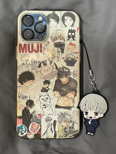 Phone Case Anime Ideas, Anime Stickers Phone Case, Anime Cases Iphone, Diy Collage Phone Case, Anime Phone Cases Diy, Phone Case Printables, Iphone Case Decorations, Anime Case Design, Clear Iphone Case Ideas