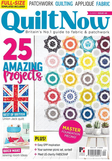 British Quilt Now Magazine - Issue #49 - from www.eQuilter.com Quilt Books, Quilt Magazine, Baby Blanket Knitting Pattern, Foundation Piecing, Free Quilt Patterns, Applique Fabric, Sewing Rooms, Book Quilt, Quilt Patterns Free