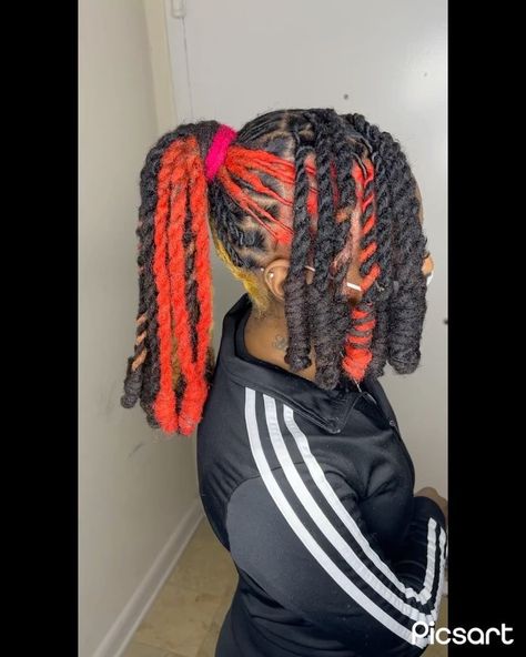 Barbie Loc Ponytail, Long Barbie Ponytail, Ponytail With Bangs, Barbie Ponytail, Short Locs, Patch Top, Short Locs Hairstyles, Side Bangs, Locs Hairstyles