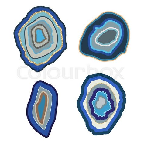 Agate Drawing, Mineral Illustration, Yoga Art Painting, Blue Agate Crystal, Geode Stone, Egg Vector, Yoga Art, Vector Drawing, Crystal Set