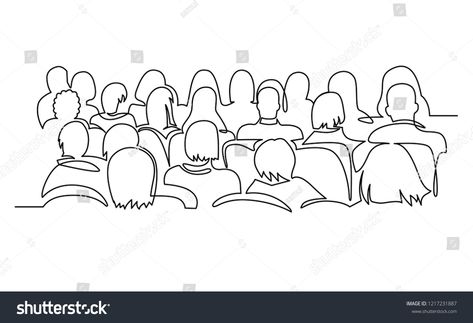 Audience Drawing, Theater Drawing, Hall Background, Vector Illustration Character, Design Outline, Line Doodles, Conference Hall, Single Line Drawing, Travel Log