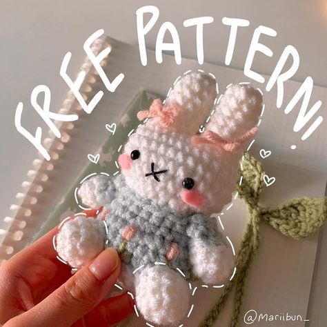 Natalia Sapunova | Pattern and design by @mariibun_ 🌷 When publishing your works, please indicate the designer of the pattern | Instagram Crochet Patterns Step By Step, Hello Kitty Crochet, Hand Knitting Diy, Crochet Tutorial Pattern, Crochet Eyes, Crochet Keychain Pattern, Bunny Pattern, Crochet Animals Free Patterns, Crochet Design Pattern