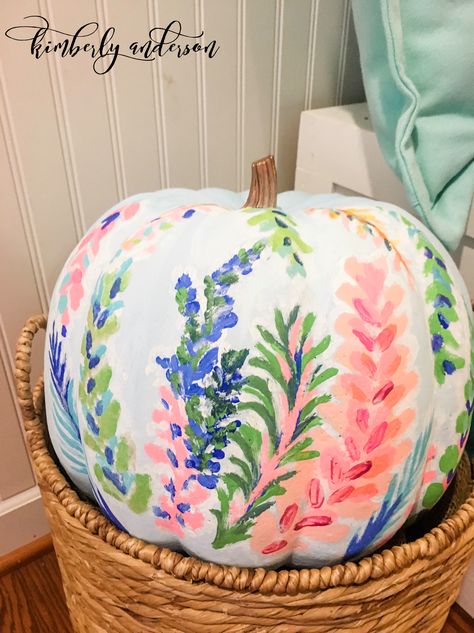 Preppy Pumpkin Painting, Diy Pumpkins Painting, Cute Painted Pumpkin Ideas, Chinoiserie Pumpkins, Halloween Pumpkin Crafts, Creative Pumpkin Painting, Cute Pumpkin Carving, Lilly Pulitzer Fabric, Halloween Office