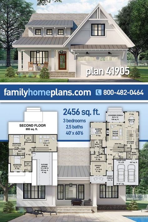 Mediterranean Cabin Cottage House Plans: Seaside Simplicity 2000 Sq Ft House Plans Farmhouse 2 Story, Floor Plan 2 Storey House, Lake House Master Bath, Small 2 Story House Plans, Bloxburg Blueprints, 2 Story Modern Farmhouse, 2000 Sq Ft House, Four Bedroom House Plans, Cove House