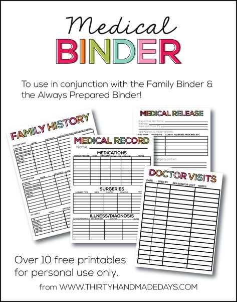 Printables Organizational, Medical Binder, Always Prepared, Emergency Binder, Family Binder, Household Binder, Binder Printables, Home Binder, Notebook Templates