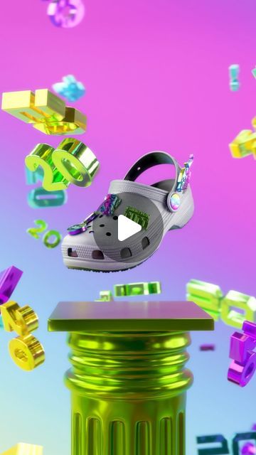 Crocs Shoes on Instagram: "The party starts now. We're celebrating 20 years of the Crocs universe with the 2022 Croc Day Classic Clog sprinkled with metallic Jibbitz Charms! Available now at Crocs.com" Start Now, Crocs Shoes, Room Set, 20 Years, Sprinkles, Clogs, Universe, Charms, Graphic Design