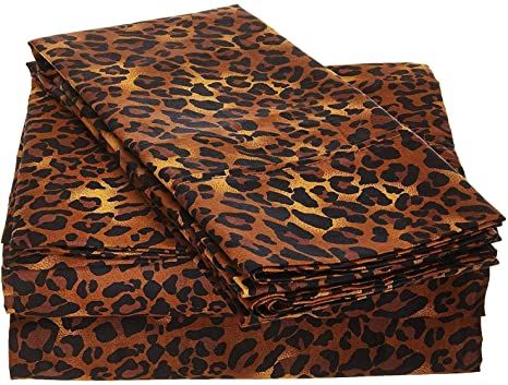 Rajlinen 100% Cotton Bed Sheets - 300 Thread Count Sateen - 10 to 15 inch Deep Pocket - Quality Luxury Bedding - 4 Piece Best Sheets for Bed, Breathable, Soft & Silky (Leopard Print Queen) Cotton Bed Sheets, Egyptian Cotton Sheets, Deep Pocket Sheets, Mediterranean Blue, Cotton Bedsheets, Cotton Bedding Sets, Rv Camper, Cotton Sheets, Giza