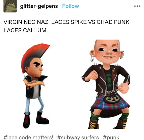 Lace Code Punk, Trolley Problem, Fallout New Vegas Memes Funny, Punk Memes Funny, Visual Kei Memes, Subway Surfers, Laughing Emoji, Pinterest Humor, Human Decency