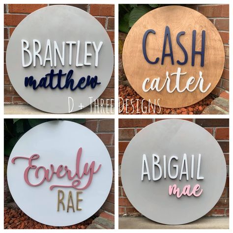 Kids Room Sign, Cnc Ideas, Nursery Name Sign, Signs Diy, Wood Name Sign, Wooden Name Signs, Round Wood Sign, Baby Name Signs, Wooden Names