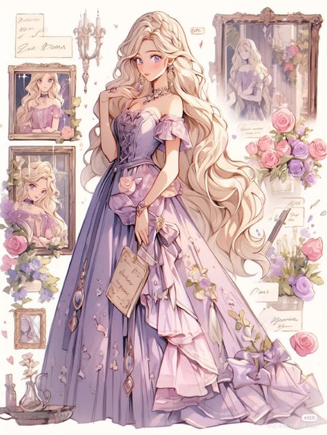 Manga Dress Princesses, Fantasy Princess Outfit Art, Princess Dress Ideas Drawing, Princess Outfit Drawing, Princess Drawing Reference, Princess Anime Art, Anime Princess Beautiful, Princess Oc Art, Realistic Cartoon Art