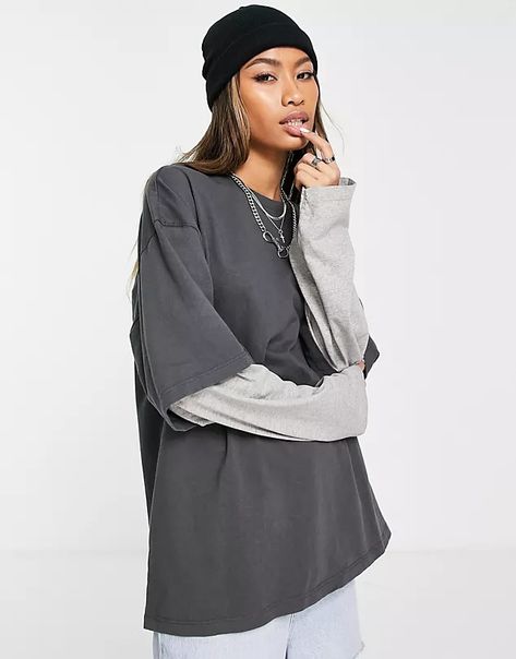 Search: long sleeve tops women - page 1 of 197 | ASOS Oversize Long Sleeve T Shirt, Double Layer Tshirt, Oversized T Shirt With Long Sleeve Underneath, Grey Oversized Tshirt Outfits, Double Layer Outfit, Long Sleeve Under T Shirt Outfit, Long Sleeve With Tshirt Over Outfit, T Shirt With Long Sleeve Underneath, Tshirt Over Long Sleeve Outfit