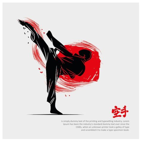 Vector martial arts silhouette character... | Premium Vector #Freepik #vector #animal-art #art #tatoo-design #abstract-animal Karate Illustration Art, Martial Arts Silhouette, Martial Arts Illustration, Martial Arts Design, Taekwondo Illustration, Taekwondo Silhouette, Martial Arts Logo Design, Taekwondo Logo Design, Karate Illustration