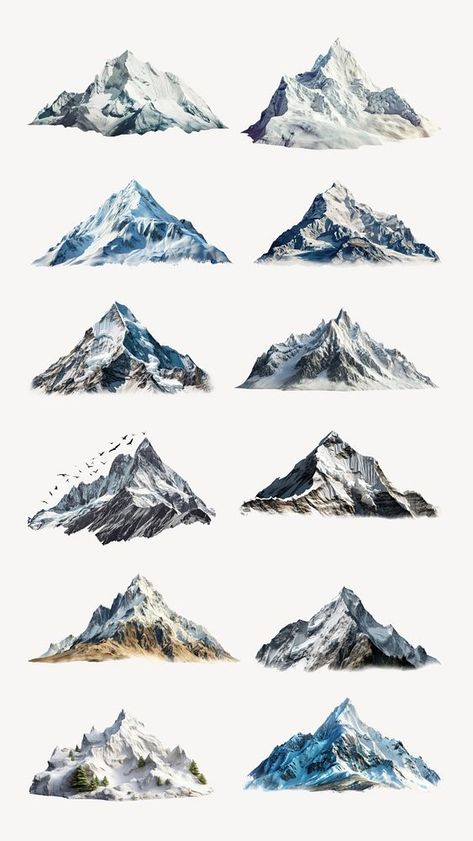 Snowy mountain set, editable design element | premium image by rawpixel.com / Aew Mountain Stickers, Blue Sky Wallpaper, Nature Elements, Snowy Mountain, Sky Wallpaper, Awesome Designs, Aesthetic Things, Snowy Mountains, Mountain Range