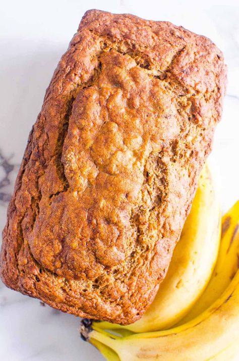 Moist Healthy Banana Bread with applesauce is easy to make in one bowl and a perfect breakfast or snack. It's delicious and full of sweet banana flavor! Healthy Banana Bread With Applesauce, Applesauce Banana Bread, Banana Bread No Sugar, Banana Bread Without Sugar, Best Healthy Banana Bread, Bread With Applesauce, Low Calorie Banana Bread, No Sugar Banana Bread, Low Sugar Banana Bread