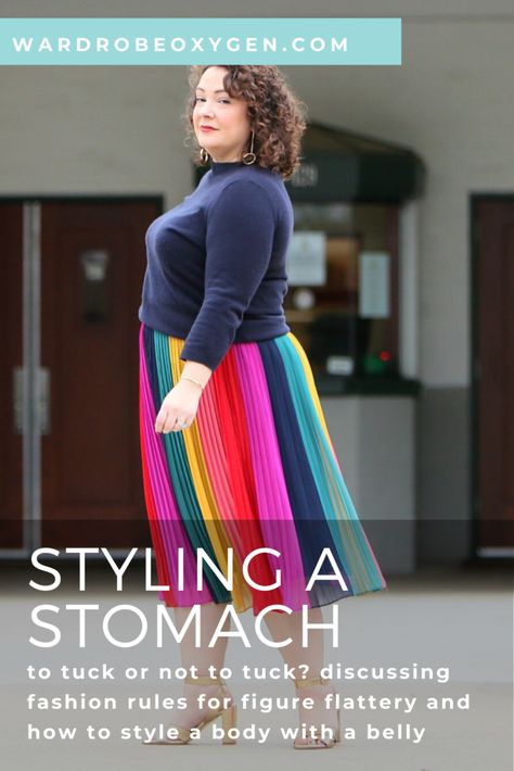 tips for styling a belly and if and how to tuck in tops when you have a stomach Apple Shape Outfits, Plus Size Summer Outfits, Flattering Outfits, Look Plus Size, Curvy Fashionista, Uniform Fashion, Plus Size Summer, Plus Size Fashion For Women, Plus Size Skirts