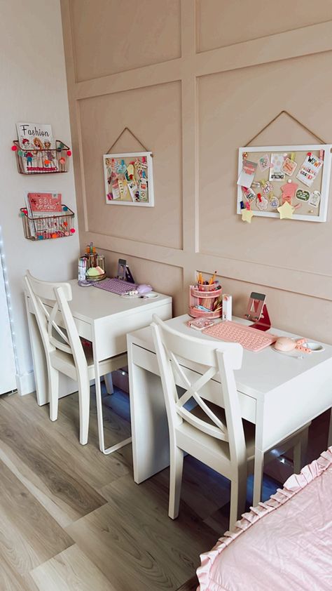 Girls Desk Ideas. Kids Bedroom Desk Essentials. Best Amazon Finds for Girls Bedroom Desk. Twin Desk Ideas, Girls Room With Desk And Dresser, Girls Desk In Bedroom, Bedroom For 2 Girls Kids, Shared Dresser Kids, Desk For Girls Bedroom, Kids Desks In Bedroom, Children Desk Ideas, Double Desk Kids