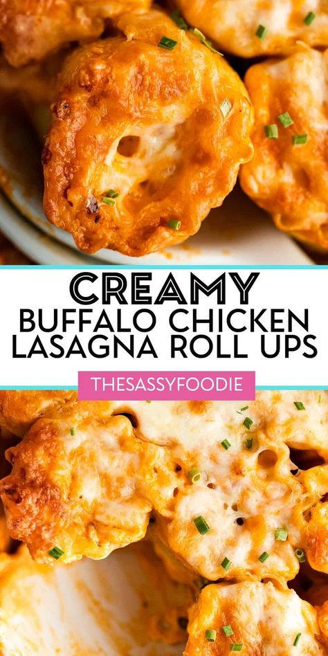 Buffalo Chicken Lasagna Roll Ups, Chicken Lasagna Roll Ups, Buffalo Recipes, Buffalo Chicken Lasagna, Garlic Monkey Bread, Chicken Lasagna Rolls, Creamy Buffalo Chicken, White Lasagna, Lasagna Roll Ups