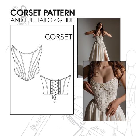 Easy Bridal Corset Sewing Pattern, Wedding Corset Patterns Pdf, Sexy Corset Digital Pattern, Elegant Bodice Bustier Pattern - Etsy Canada Corset Sewing Pattern Bustiers, Corset Pattern Drafting, Corset Patterns, Bustier Pattern, Corset Sewing, Wedding Corset, Corset Sewing Pattern, Bridal Corset, Bodice Pattern