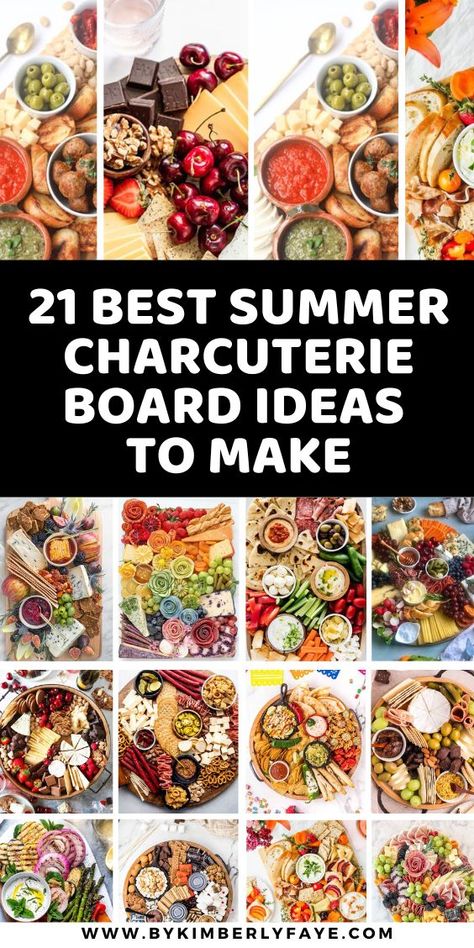 21+ Best Summer Charcuterie Board Ideas To Make - By Kimberly Faye Charcuterie Board Summer, Summer Charcuterie Board Ideas, Charcuterie Board Ideas Simple, Charcuterie Board Themes, Summer Charcuterie Board, Charcuterie Lunch, Summer Charcuterie, Board Themes, Platter Food