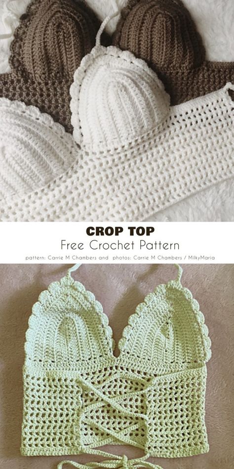 Halter Top Pattern Free, Crochet Halter Tops Free, Crochet Halter Top Pattern Free, Crochet Crop Top Pattern Free, Tops A Crochet, Modern Haken, Diy Crochet Top, Crochet Halter Top Pattern, Crochet Crop Top Pattern