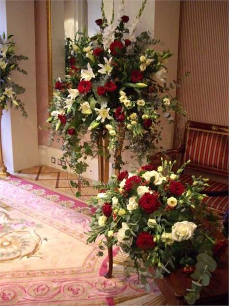 Pedestal Arrangements, Alter Arrangements, Pembroke Lodge, Altar Arrangements, Malaysia Wedding, Alter Decor, Urn Arrangements, Church Wedding Flowers, Wedding Parties Colors