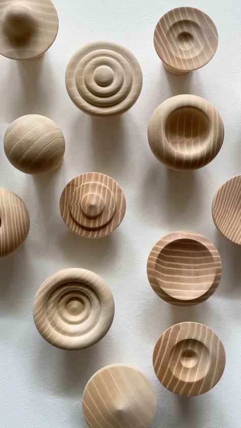 to knob or not to knob… . . . a playful group of sculpted knobs in ash. almost ready for their destination: a kitchen in de… | Instagram Berlin House, Danish Kitchen, Bungalow Homes, Mid Century Living, Perspective Art, Wooden Knobs, Almost Ready, Kitchen Color, Woodturning