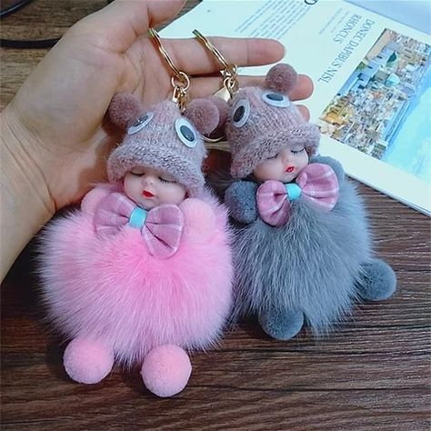 Cute Cartoon Sleeping Doll Keychain Fur Ball Plush KeyChain Keyring Women Handbag Car Key Holder Bag Pendant Toys for Kids Gift|Plush Keychains| - AliExpress Cartoon Sleeping, Fluffy Phone Cases, Plush Keychains, J Names, Simple Mehendi Designs, Toy Keys, Fur Keychain, Baby Pop, Cute School Stationary