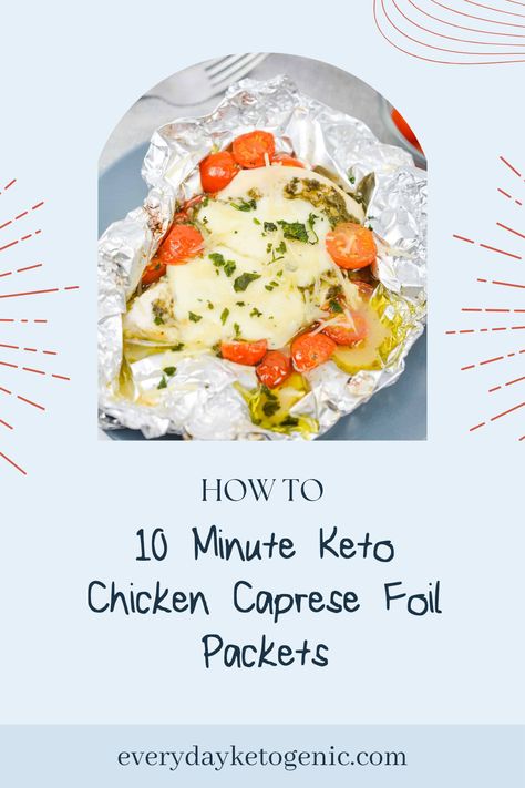 Looking for a quick and delicious keto-friendly dinner? Try these easy 10 Minute Keto Chicken Caprese Foil Packets! It's all about juicy chicken enveloped in flavorful tomatoes, cheesy mozzarella, and basil pesto. Perfect for busy weeknights, these low-carb, air fryer treasures make cleanup a breeze! Enjoy a gourmet meal without the fuss—all packed nicely in aluminum foil. Discover the magic of cooking with an air fryer and tantalize your taste buds with this simple recipe packed with flavor! Keto Air Fryer Chicken, Keto Caprese, Tomato Pesto Sauce, Chicken Foil Packets, Chicken Caprese, Foil Packet Dinners, Keto Air Fryer, Foil Packet Meals, Caprese Chicken