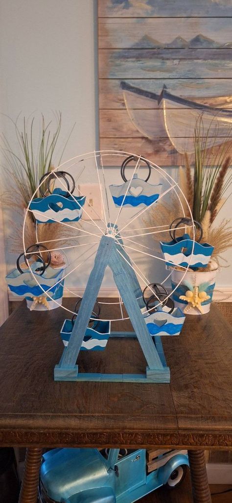 Dollar Tree Race Track Crafts, Dollar Tree Bicycle Wheel Wreath Ideas, Ferris Wheel Craft, Diy Ferris Wheel, Wheel Crafts, Dollar Tree Crafts Diy, Wheel Wreath, Ferris Wheels, Wheel Craft