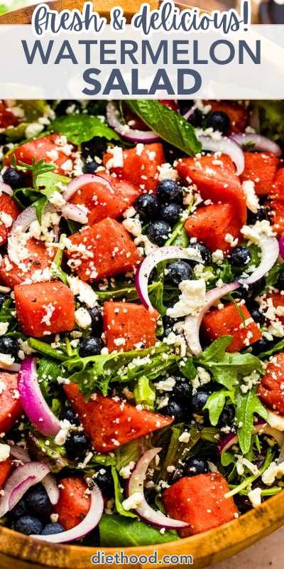 Summer Salads Recipes With Watermelon, Watermelon Feta Mint Salad Balsamic, Watermelon And Blueberry Salad, Watermelon Summer Salad, Watermelon Blackberry Feta Salad, Blueberry Watermelon Salad, Watermelon Salad With Feta Cheese Mint, Refreshing Salads Summer, Watermelon Blueberry Feta Salad