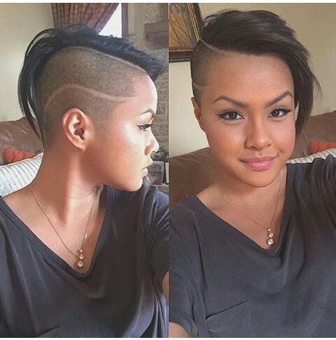 . Swag Hairstyles, Very Short Hairstyles, Shaved Hair Women, Half Shaved Hair, Shaved Side Hairstyles, Shaved Hair Designs, Oval Face Hairstyles, Mohawk Hairstyles, Hair Tattoos