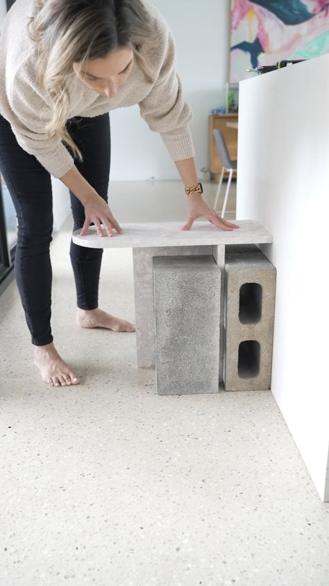 Diy Terrazzo Table Top, Diy Outdoor Side Table, Terrazzo Side Table, Terrazzo Table Top, Side Table Diy, Diy Terrazzo, Modern Art Deco Home, Style Curator, Stone Side Table