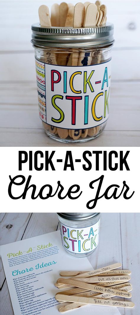 Pick-A-Stick Chore Jar Chore Games, Kids Chore Board, Children Chores, Chore Jar, Chore Sticks, Chore Ideas, Chore Board, Bored Jar, Mom Schedule