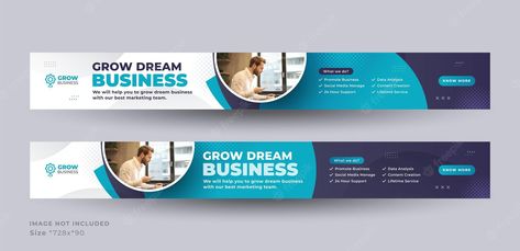 Premium Vector | Grow business large promotion web banner Long Banner Design, Web Banner Design Ideas, Horizontal Banner Design, Elements Canva, Horizontal Design, Keyword Elements Canva, Email Ideas, Web Banners, Business Banner