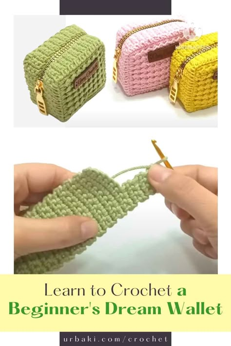 Welcome to the world of crochet! If you've ever wanted to learn a new craft and create something both practical and stylish, you're in for a treat. In this beginner's guide, we'll take you on a journey to learn the art of crochet while making a dream wallet that's perfect for beginners. Crochet is a versatile and rewarding hobby that allows you to create beautiful and functional items using just a hook and some yarn.Whether you're an absolute beginner or have dabbled in crochet before... Crochet Change Purse Pattern Free, Crochet Wallet Tutorial, Crochet Wallet Pattern Free, Yarn Bag Tutorial, Crochet Change Purse, Wallet Pattern Free, Small Bag Pattern, Crochet Small Bag, Crochet Craft Fair