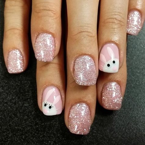 Nails On Natural Nails, Easter Nails Easy, Easter Nail Art Designs, Metallic Nail Art, Easter Nail, Bunny Nails, Easter Nail Designs, Easter Nail Art, Festive Nail Art