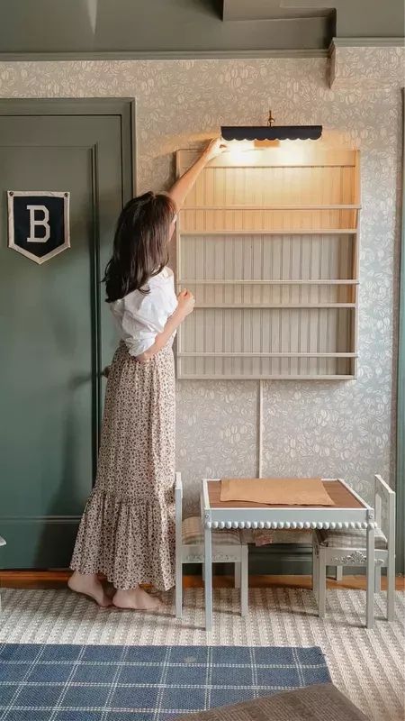 This plate rack that has been used in Brook’s nursery as a bookshelf has been a best seller for awhile now! I found it on Etsy and love how unique it is. Also this skirt is so pretty for the fall and on sale🤍 Nursery Room Bookshelf Ideas, Baby Nursery Bookshelf Ideas, Vintage Playroom, Baby Bookshelf, Pretty In The Pines, Human Things, Vintage Kids Room, Nursery Book, Nursery Bookshelf