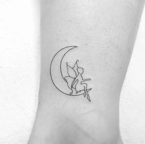 Fairy And Moon Tattoo Designs, Angel On The Moon Tattoo, Moon With Fairy Tattoo, Looking At The Moon Tattoo, Fairy On The Moon Tattoo, Person Sitting On Moon Tattoo, Moon Dance Tattoo, Fairy On A Moon Tattoo, Moon Angel Tattoo