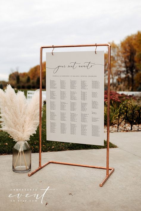 "𝐒𝐀𝐕𝐄 𝐀𝐍 𝐄𝐗𝐓𝐑𝐀 𝟏𝟎% ⮕ https://bit.ly/3EWroZC This DIY PRINTABLE wedding seating chart template features an elegant calligraphy font and an easy to read alphabetical layout. Use this template to edit the fonts, font color, and background color to match your event needs.  This template can be accessed through TEMPLETT.COM; an online editor where you can edit without downloading any additional software or fonts. You will receive an email from TEMPLETT.COM just moments after purchase to edit your template.  Download and print at with a professional service/local print shop. These charts print great at VistaPrint. Use the link below to save 20% on your order with them. ✅INSTANT ACCESS ✅NO EXPIRATION DATE ✅EDIT MOST WORDING/FONTS/COLORS ✅PRINT AT HOME OR PROFESSIONALLY ⬇️TRY THE DEMO Wedding Seating Chart Sign Alphabetical, Printed Seating Chart Wedding, Seating Chart Wedding Poster, Diy Seating Chart Wedding Alphabetical, Seating Chart Wedding Ideas 30 Tables, Alphabetic Seating Chart Wedding, Display Seating Chart Wedding, October Wedding Seating Chart, Flower Wall Seating Chart Wedding