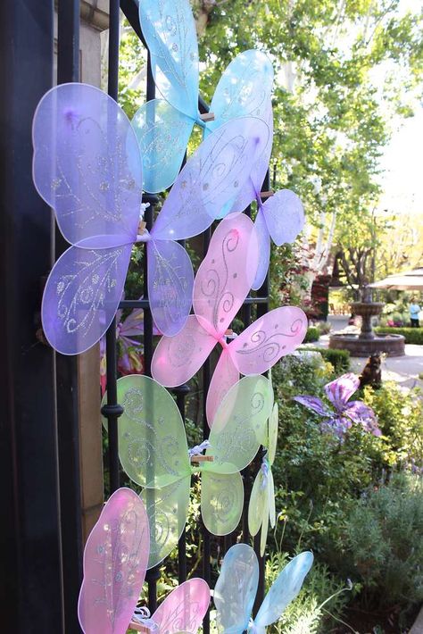 Pretty wing favors at a fairy birthday party! See more party ideas at CatchMyParty.com! Fairytale Birthday, Fairy Garden Birthday Party, Fairytale Party, Fairy Tea Parties, Tinkerbell Party, Butterfly Birthday Party, Fairy Garden Party, Garden Party Birthday, Fairy Birthday Party