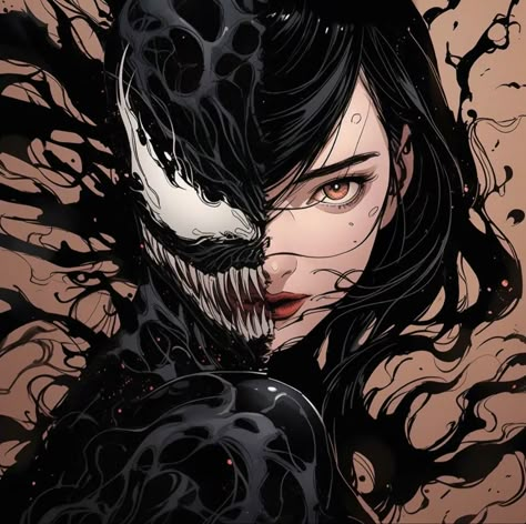 Spiderwoman Drawing, Venom Girl, Pfp Wallpapers, Anime Black Hair, Creative Profile Picture, Spider Woman, Anime Artwork Wallpaper, Anime Monochrome, Cartoon Profile Pics