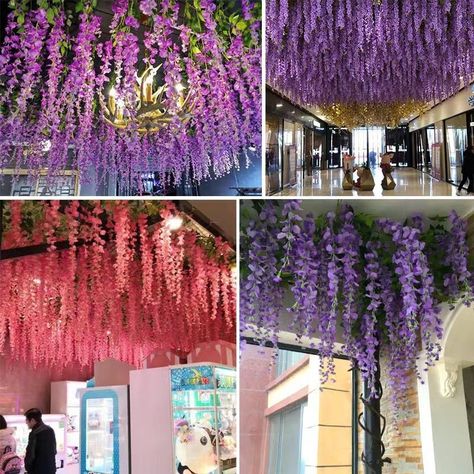 Design high quality Wisteria Vine Backdrops for decorating wedding, home, party decor(Christmas day,Valentine's Day,New Year,Birthday, Gifts) Materials: Artifical Silk This Silk Wisteria is 1.15m in length they do not come with leaves Items About Package including: 1* panel Wisteria Vine  The price is for one panel,If the effect is more beautiful, it is recommended to buy more pc Wisteria Vine  If the effect is more beautiful, it is recommended to buy more Wisteria Vine  Since the requirements o Wisteria Vine, Ivy Garland, Aisle Runners, Garden Wedding Decorations, Hanging Garland, Cute Bedroom Decor, Hanging Flowers, Flowering Vines, Artificial Roses