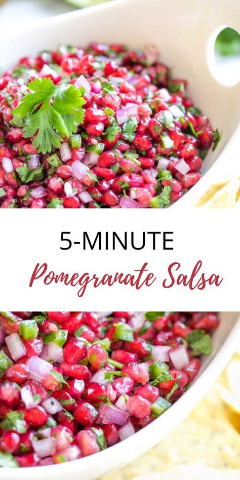 Pomegranate Recipes Healthy, Pomegranate Seeds Recipe, Pomegranate Salsa, Holiday Potluck, Pomegranate Recipes, Christmas Appetizer, Fruit Salsa, Christmas Recipe, Healthy Kitchen