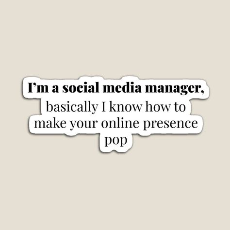 social media manager sticker Marketing Phrases Social Media, Quotes About Social Media Marketing, Viral Quotes Social Media, Unique Social Media Posts, Reminder Social Media Post, Social Media Management Quotes, Quotes Design Ideas Social Media, Social Media Manager Quotes, Community Manager Aesthetic