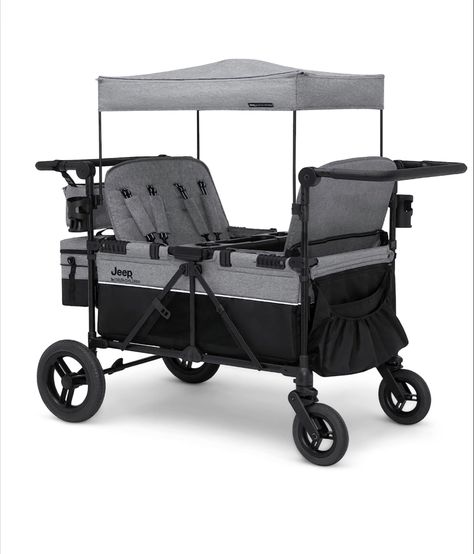 Jeep Wrangler Deluxe 4 Seater Stroller Wagon by Delta Children - Premium Quad Stroller Wagon for 4 Kids with Convertible Seats, Adjustable Push/Pull Handles... Quad Stroller, Jeep Stroller, Kids Jeep, Stroller Wagon, Kids Wagon, Holidays With Toddlers, Baby Birthday Themes, Car Seat And Stroller, Baby Necessities