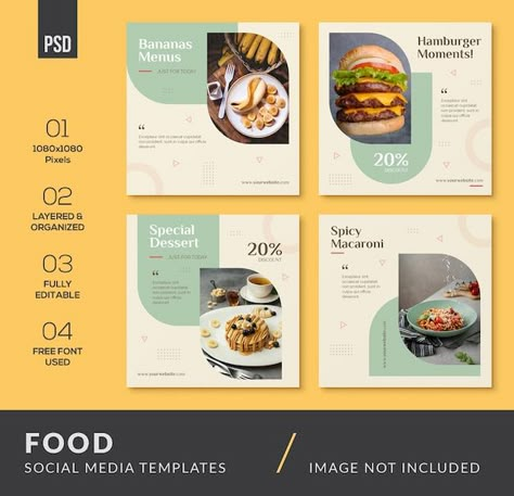 Restaurant Social Media Ideas, Recipe Book Design, Food Social Media, Instagram Design Layout, Restaurant Social Media, Social Media Branding Design, Instagram Template Design, Food Graphic Design, Instagram Layout