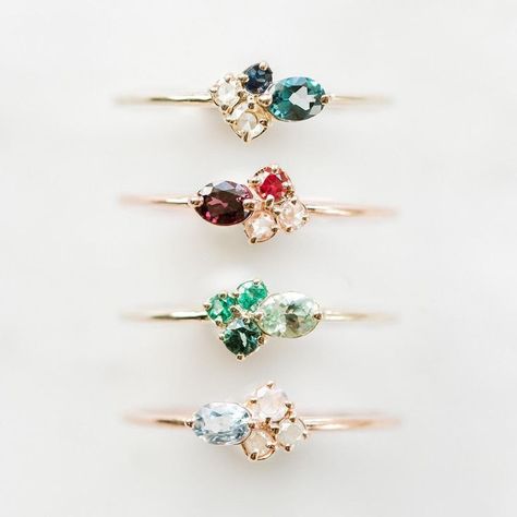 It's mini cluster week here in the studio! We have FOUR new color stories available now: Navy, Frankly Scarlett, Emerald Isle, and Overcast Mini Cluster Rings. Which one speaks to you? Select your favorite at melaniecasey.com. ✨ Aquamarine Engagement Ring Vintage, Family Ring, Melanie Casey, Fine Silver Jewelry, Aquamarine Engagement Ring, Cluster Rings, Emerald Isle, White Gold Wedding Rings, Morganite Engagement Ring