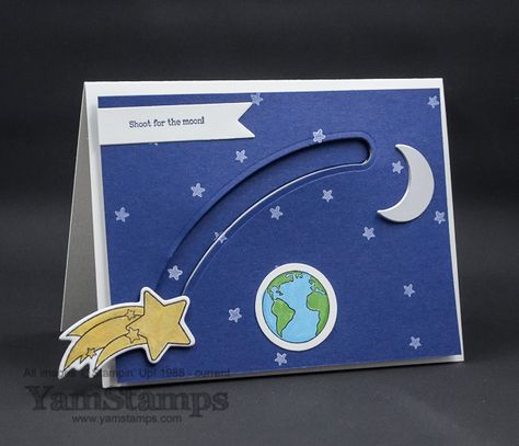 Stampin' Up! Canada Shooting Star and coordinating Sliding Star Framelits make it easy to create slider cards!  Check out this fun sample Penny Spinners, Spinning Card, Spinner Cards, Spinner Card, Exploding Box Card, Card Accessories, Slider Cards, Congratulations Cards, Star Cards