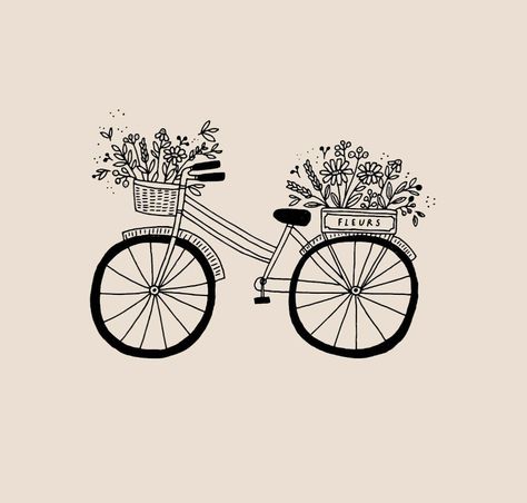 Bike With Basket Tattoo, Bicycle Drawing, Mind Map Art, Ryn Frank, Dream Together, Delta Breezes, Bicycle Tattoo, Bike With Basket, Tandem Bicycle